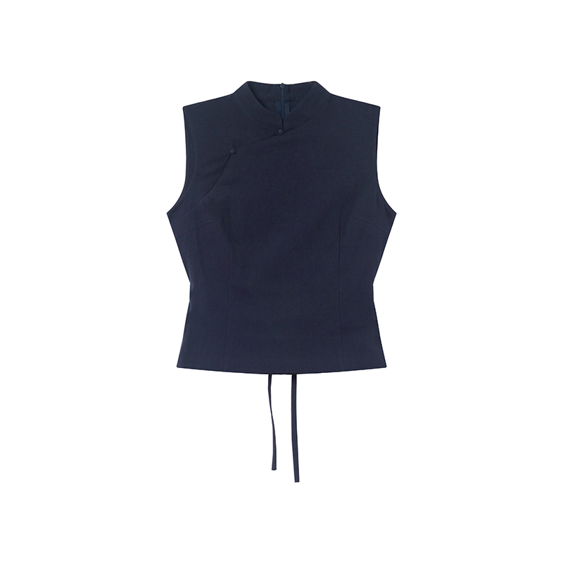 Chinese-Style Stand-Collar Vest and Half-Skirt Set for Women - Summer High-End Slimming Two-Piece Outfit Chinese-Style Stand-Collar Vest and Half-Skirt Set for Women - Summer High-End Slimming Two-Piece Outfit