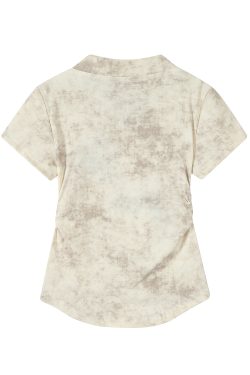 Chinese Style Tie-Dye Women's Short Sleeve T-Shirt with Frog Buttons - Unique Summer Top for Y2K and Korean Fashion