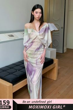 Chinese-Style Vacation Dress with Chest Pads - Flowing Kite Shadow Design, Deconstructed Aesthetic for Effortless Summer Style