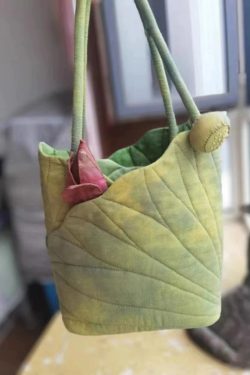 Chinese Wind Lotus Leaf Tote Bag - Retro Handheld Shoulder Bucket Bag - 2024 New Style Fashion Handbag