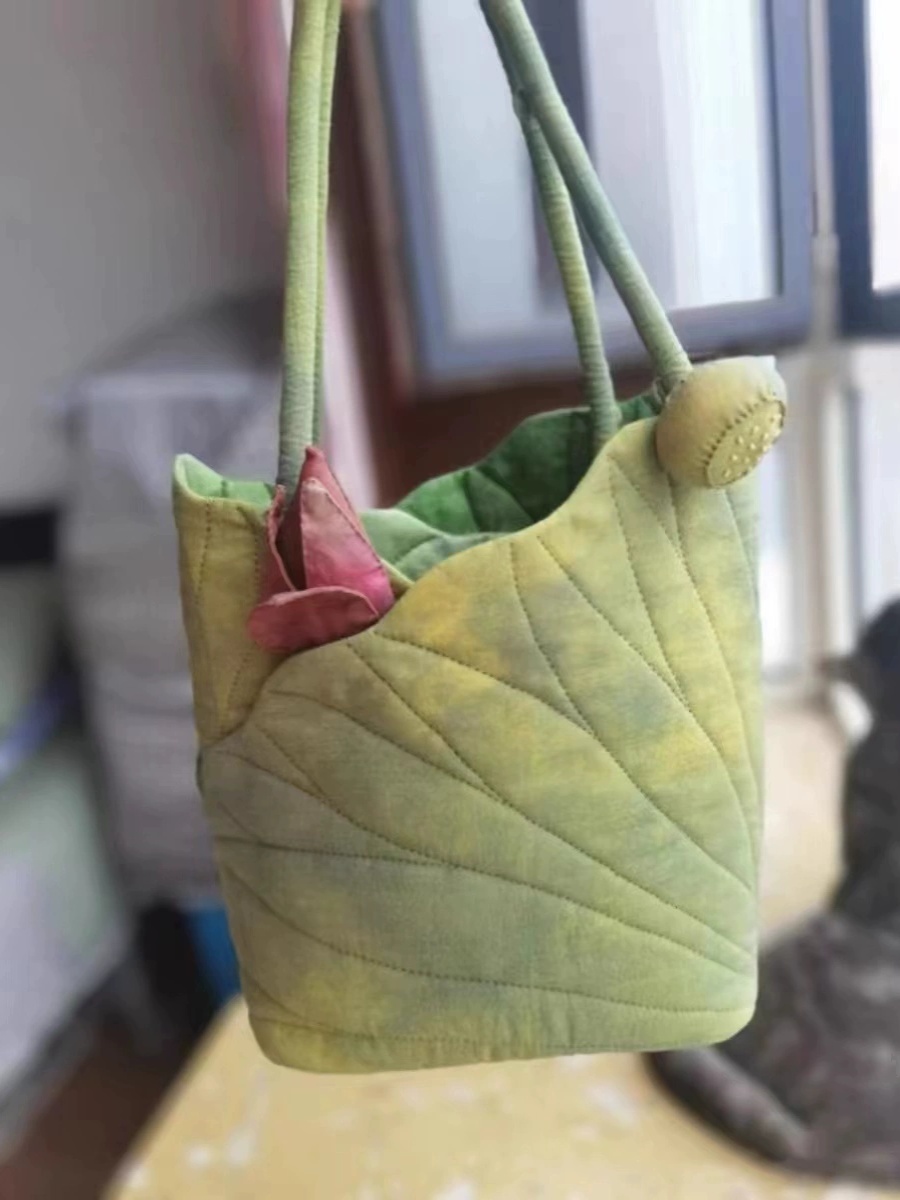 Chinese Wind Lotus Leaf Tote Bag - Retro Handheld Shoulder Bucket Bag - 2024 New Style Fashion Handbag Chinese Wind Lotus Leaf Tote Bag - Retro Handheld Shoulder Bucket Bag - 2024 New Style Fashion Handbag