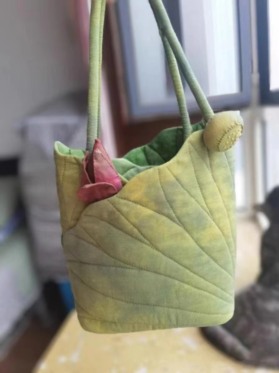 Chinese Wind Lotus Leaf Tote Bag - Retro Handheld Shoulder Bucket Bag - 2024 New Style Fashion Handbag Chinese Wind Lotus Leaf Tote Bag - Retro Handheld Shoulder Bucket Bag - 2024 New Style Fashion Handbag