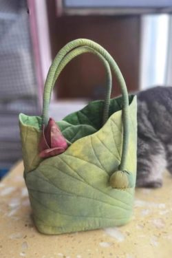 Chinese Wind Lotus Leaf Tote Bag - Retro Handheld Shoulder Bucket Bag - 2024 New Style Fashion Handbag