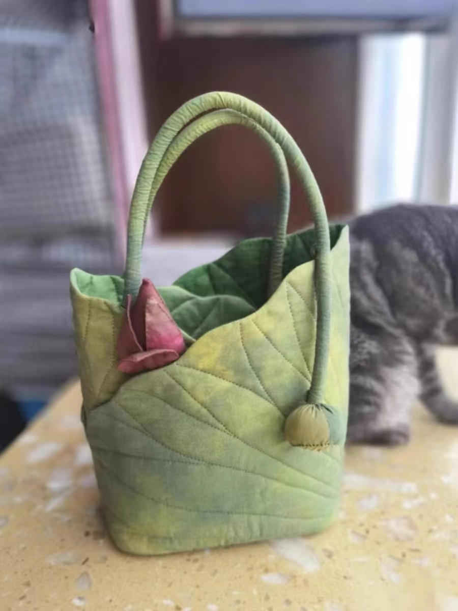 Chinese Wind Lotus Leaf Tote Bag - Retro Handheld Shoulder Bucket Bag - 2024 New Style Fashion Handbag Chinese Wind Lotus Leaf Tote Bag - Retro Handheld Shoulder Bucket Bag - 2024 New Style Fashion Handbag