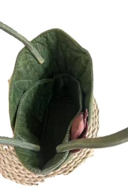 Chinese Wind Lotus Leaf Tote Bag - Retro Handheld Shoulder Bucket Bag - 2024 New Style Fashion Handbag