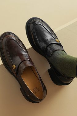 Chunky Heel Black Loafers for Women - Summer 2025 Small Leather Shoes with Camellia Design - Trendy and Stylish