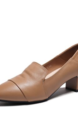 Chunky Heel Italian-Style Genuine Leather Soft Sole Shoes for Spring and Autumn - Comfortable French Fashion Footwear