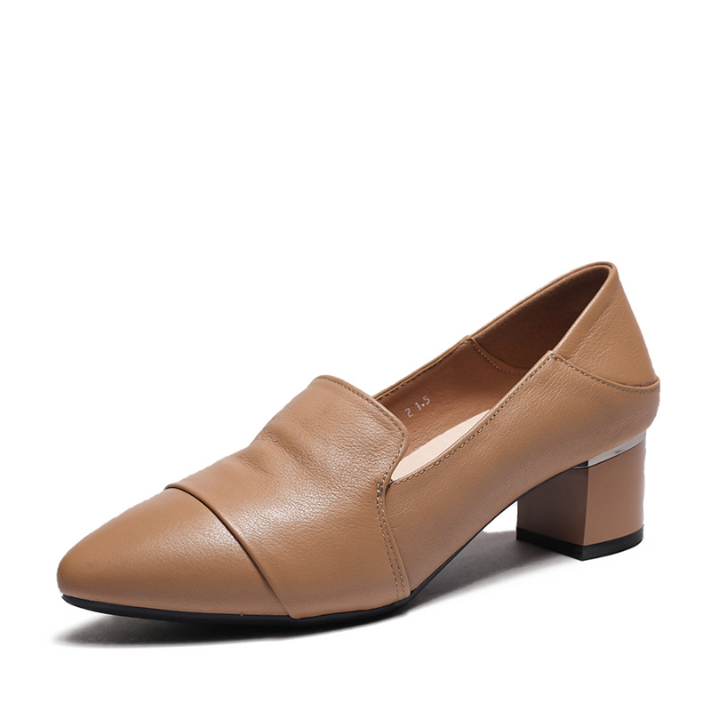 Chunky Heel Italian-Style Genuine Leather Soft Sole Shoes for Spring and Autumn - Comfortable French Fashion Footwear Chunky Heel Italian-Style Genuine Leather Soft Sole Shoes for Spring and Autumn - Comfortable French Fashion Footwear