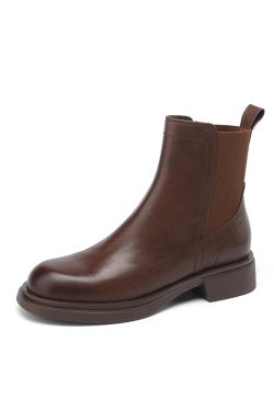 Chunky Heel Martin Boots in Italian-Style Soft Leather, 4 cm Comfort Sole, Cowhide, Trendy and Durable Footwear