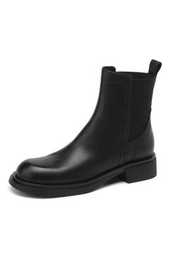 Chunky Heel Martin Boots in Italian-Style Soft Leather, 4 cm Comfort Sole, Cowhide, Trendy and Durable Footwear