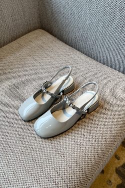 Chunky Heeled Open-Toe Sandals for Women - Summer 2025 Vintage Fairy Style Mary Jane Backless Flats