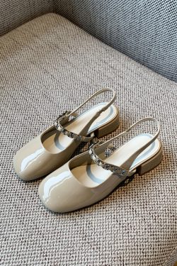 Chunky Heeled Open-Toe Sandals for Women - Summer 2025 Vintage Fairy Style Mary Jane Backless Flats