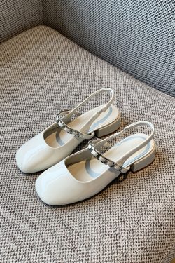 Chunky Heeled Open-Toe Sandals for Women - Summer 2025 Vintage Fairy Style Mary Jane Backless Flats