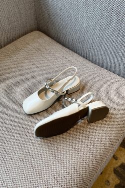 Chunky Heeled Open-Toe Sandals for Women - Summer 2025 Vintage Fairy Style Mary Jane Backless Flats