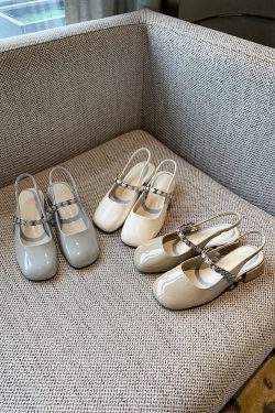 Chunky Heeled Open-Toe Sandals for Women - Summer 2025 Vintage Fairy Style Mary Jane Backless Flats