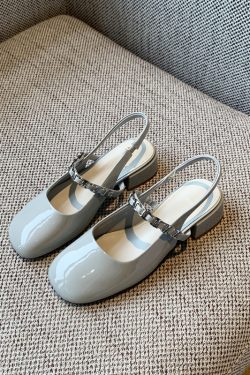 Chunky Heeled Open-Toe Sandals for Women - Summer 2025 Vintage Fairy Style Mary Jane Backless Flats