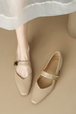 Chunky Mid-Heel Mary Jane Shoes for Women - Comfortable Genuine Leather Square Toe Shallow Mouth Spring Style, Versatile Fashion Footwear