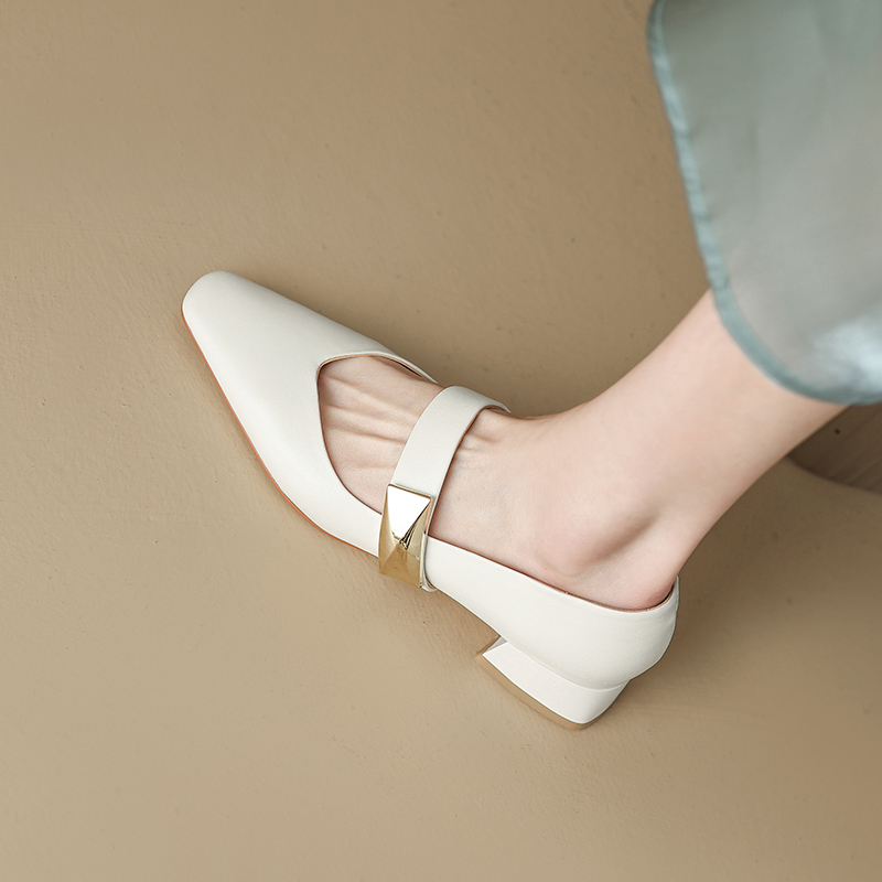 Chunky Mid-Heel Mary Jane Shoes for Women - Comfortable Genuine Leather Square Toe Shallow Mouth Spring Style, Versatile Fashion Footwear Chunky Mid-Heel Mary Jane Shoes for Women - Comfortable Genuine Leather Square Toe Shallow Mouth Spring Style, Versatile Fashion Footwear