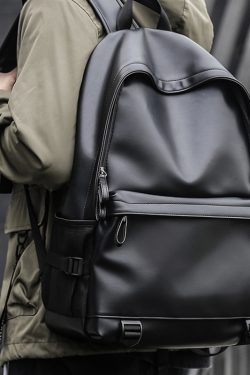 Classic Men's Leather Laptop Backpack - Large Capacity Casual College Book Bag