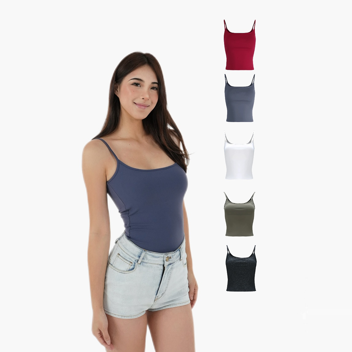 Classic Padded Strap Tank Top with Double-Layer Design for Slim Fit and Side Breast Coverage - Perfect for Y2K and Everyday Style Classic Padded Strap Tank Top with Double-Layer Design for Slim Fit and Side Breast Coverage - Perfect for Y2K and Everyday Style