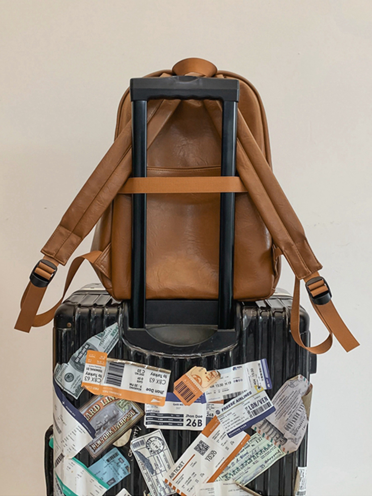 Classic Retro Unisex Soft Leather Backpack - Waterproof Solid Color Laptop Bag for Students and Daily Use Classic Retro Unisex Soft Leather Backpack - Waterproof Solid Color Laptop Bag for Students and Daily Use