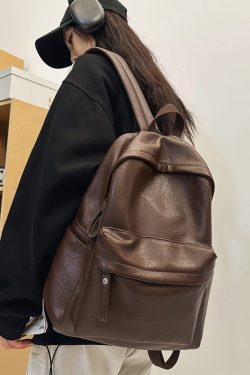 Classic Retro Unisex Soft Leather Backpack - Waterproof Solid Color Laptop Bag for Students and Daily Use