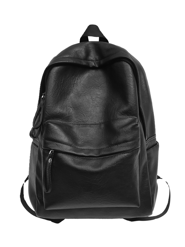 Classic Retro Unisex Soft Leather Backpack - Waterproof Solid Color Laptop Bag for Students and Daily Use Classic Retro Unisex Soft Leather Backpack - Waterproof Solid Color Laptop Bag for Students and Daily Use