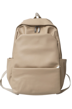 Classic Solid Color Water-Resistant Backpack for Women, High-End Versatile Large-Capacity Student Bag, Trendy Everyday Style