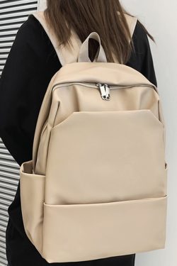 Classic Solid Color Water-Resistant Backpack for Women, High-End Versatile Large-Capacity Student Bag, Trendy Everyday Style