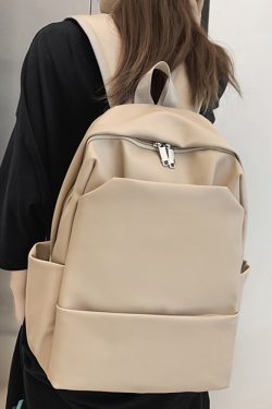 Classic Solid Color Water-Resistant Backpack for Women, High-End Versatile Large-Capacity Student Bag, Trendy Everyday Style