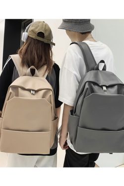 Classic Solid Color Water-Resistant Backpack for Women, High-End Versatile Large-Capacity Student Bag, Trendy Everyday Style