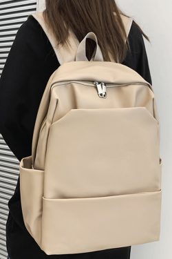 Classic Solid Color Water-Resistant Backpack for Women, High-End Versatile Large-Capacity Student Bag, Trendy Everyday Style