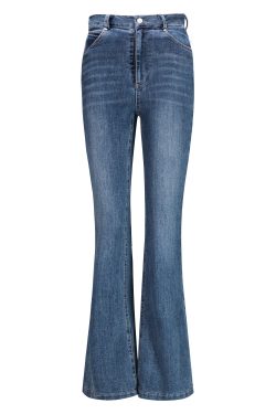 Classic Washed High-Waisted Flared Jeans for Women - Vintage 90s Style, Trendy Casual Denim Trousers