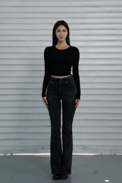 Classic Washed High-Waisted Flared Jeans for Women - Vintage 90s Style, Trendy Casual Denim Trousers