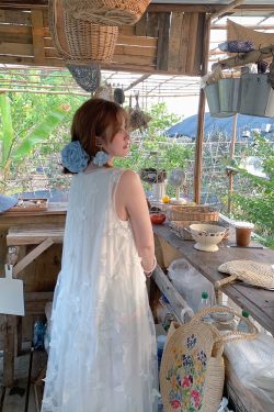 Cloud Flower Butterfly Retro Sheer Mesh Cover Dress - Women's Summer Loose A-Line Long Dress in Vintage Style