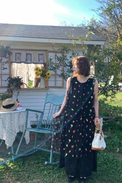 Cloud Flower Butterfly Retro Sheer Mesh Cover Dress - Women's Summer Loose A-Line Long Dress in Vintage Style