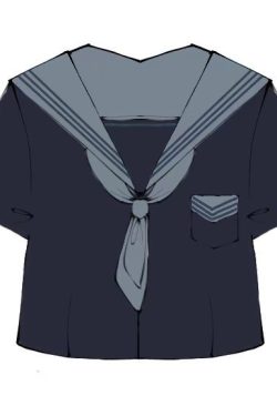 Cloud Sailor Girl High School JK Uniform Outfit Set - Camellia Print Long & Short Sleeve Top, Classic Sailor Style