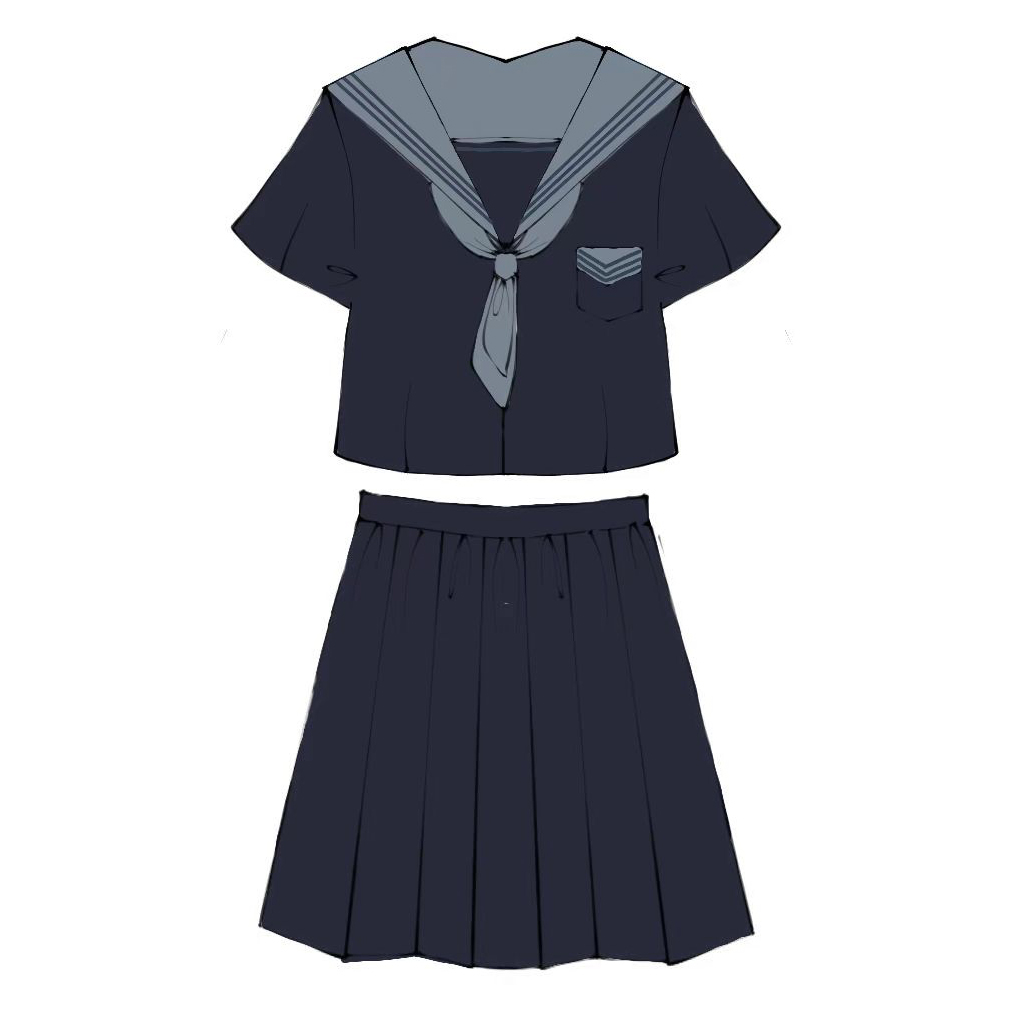 Cloud Sailor Girl High School JK Uniform Outfit Set - Camellia Print Long & Short Sleeve Top, Classic Sailor Style Cloud Sailor Girl High School JK Uniform Outfit Set - Camellia Print Long & Short Sleeve Top, Classic Sailor Style