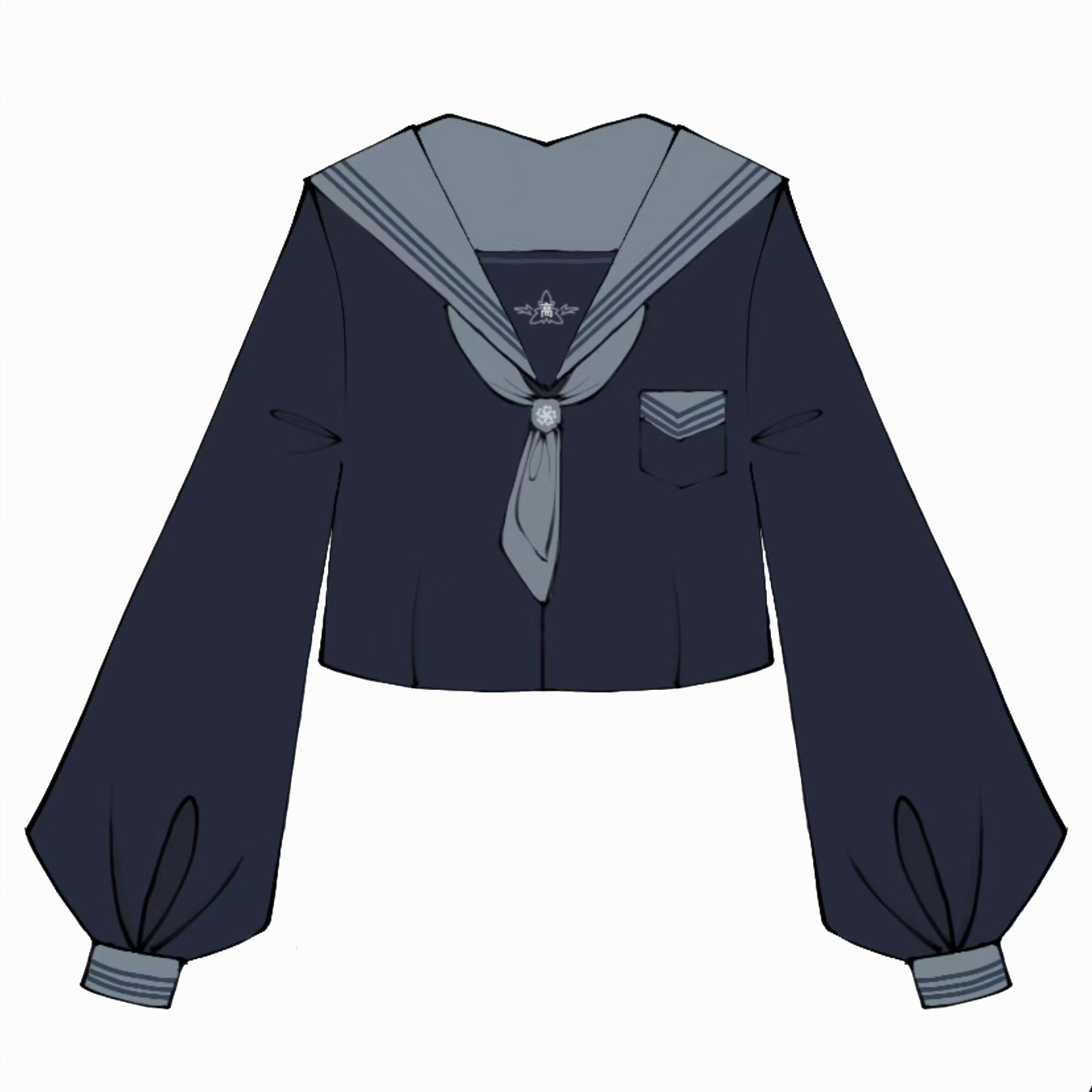 Cloud Sailor Girl High School JK Uniform Outfit Set - Camellia Print Long & Short Sleeve Top, Classic Sailor Style Cloud Sailor Girl High School JK Uniform Outfit Set - Camellia Print Long & Short Sleeve Top, Classic Sailor Style