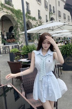 College Style Lapel Shawl Dress - New Arrival Internet Celebrity Fashion, Trendy 90s Inspired Look