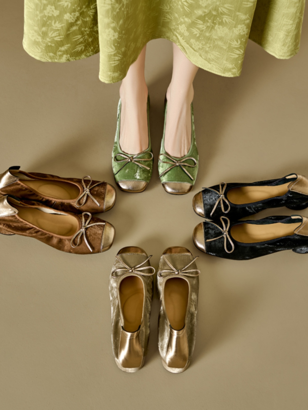 Color-Block Bow Mid-Heel Chunky Open-Toe Flats for Women - Genuine Leather Summer Soft Sole Egg Roll Shoes Color-Block Bow Mid-Heel Chunky Open-Toe Flats for Women - Genuine Leather Summer Soft Sole Egg Roll Shoes