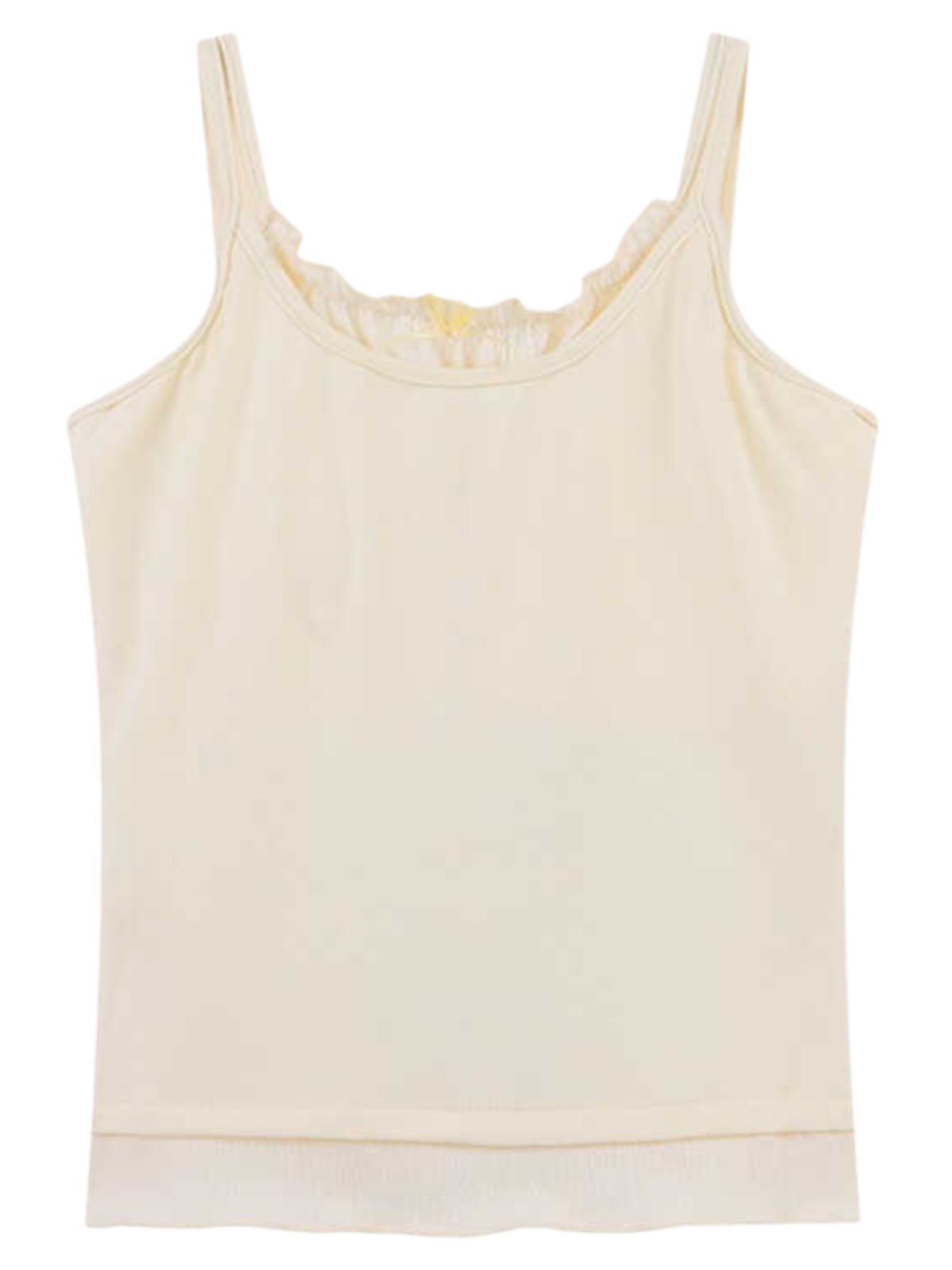 Color-Block Fake Two-Piece Vest for Women with Chest Pads, Summer Ruffled Edge Slim-Fit Camisole Top, Sweet Casual Style Color-Block Fake Two-Piece Vest for Women with Chest Pads, Summer Ruffled Edge Slim-Fit Camisole Top, Sweet Casual Style