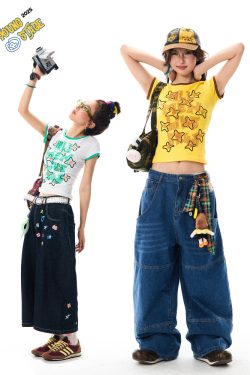 Color Block Graffiti Short Sleeve T-Shirt for Women - Summer Casual Versatile Top, Y2K Aesthetic