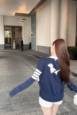 Color-Block Knitted Cardigan - Versatile College Jacket in 90s Style for Trendy Casual Wear