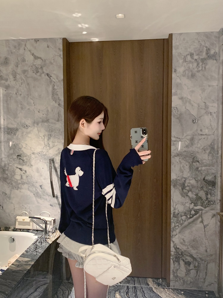 Color-Block Knitted Cardigan - Versatile College Jacket in 90s Style for Trendy Casual Wear Color-Block Knitted Cardigan - Versatile College Jacket in 90s Style for Trendy Casual Wear