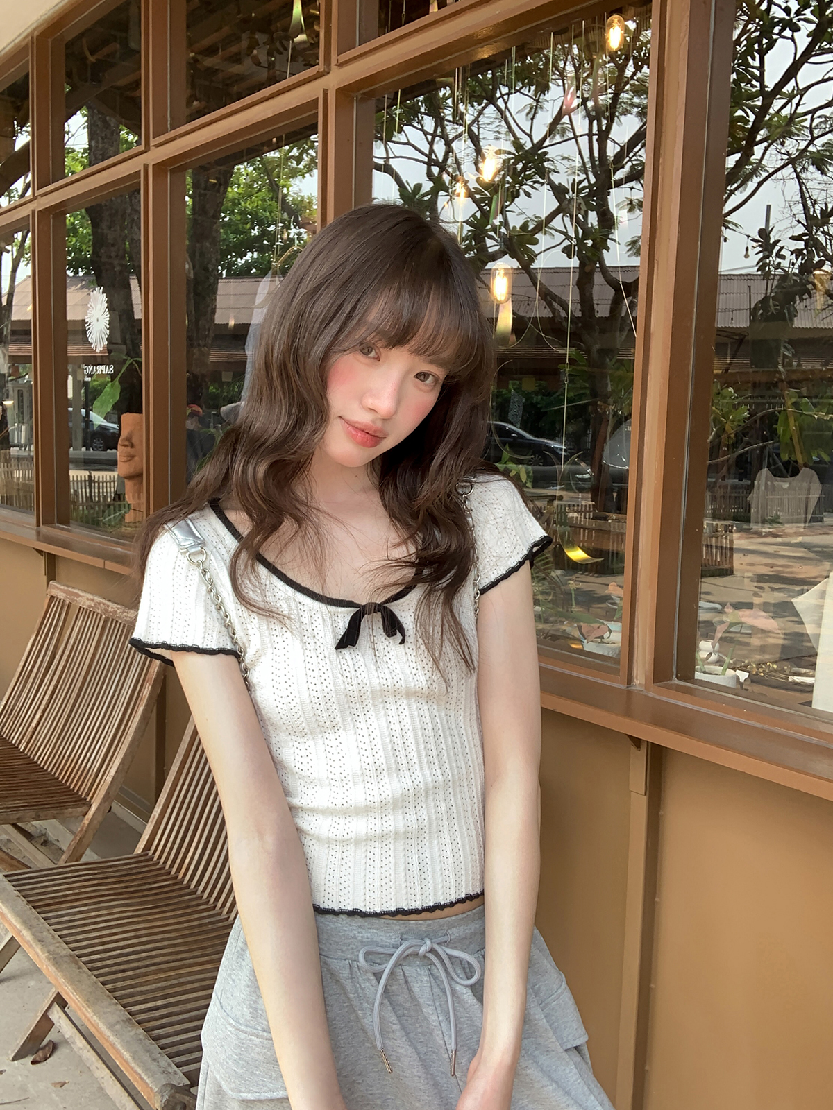 Color-Block Knitted Short-Sleeve T-Shirt for Women - Slim Fit Cropped Top, American Style Summer 2025 Fashion Color-Block Knitted Short-Sleeve T-Shirt for Women - Slim Fit Cropped Top, American Style Summer 2025 Fashion