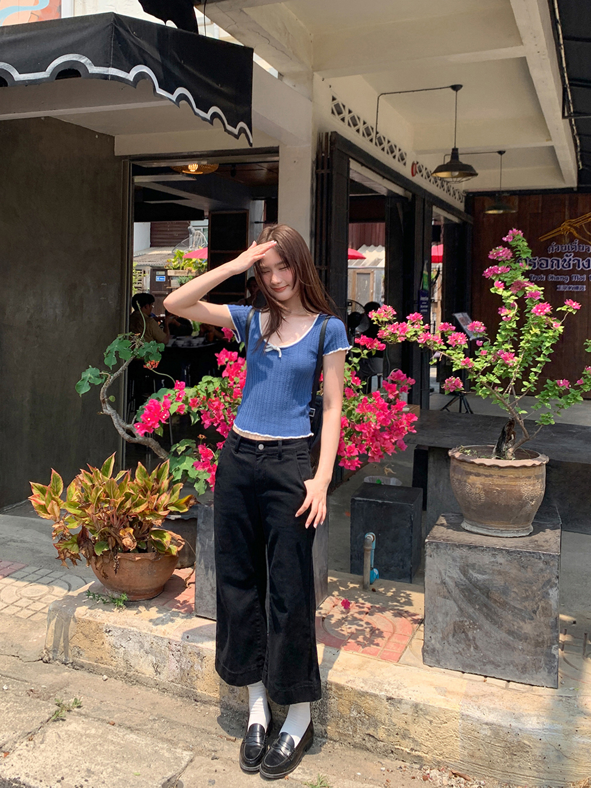 Color-Block Knitted Short-Sleeve T-Shirt for Women - Slim Fit Cropped Top, American Style Summer 2025 Fashion Color-Block Knitted Short-Sleeve T-Shirt for Women - Slim Fit Cropped Top, American Style Summer 2025 Fashion