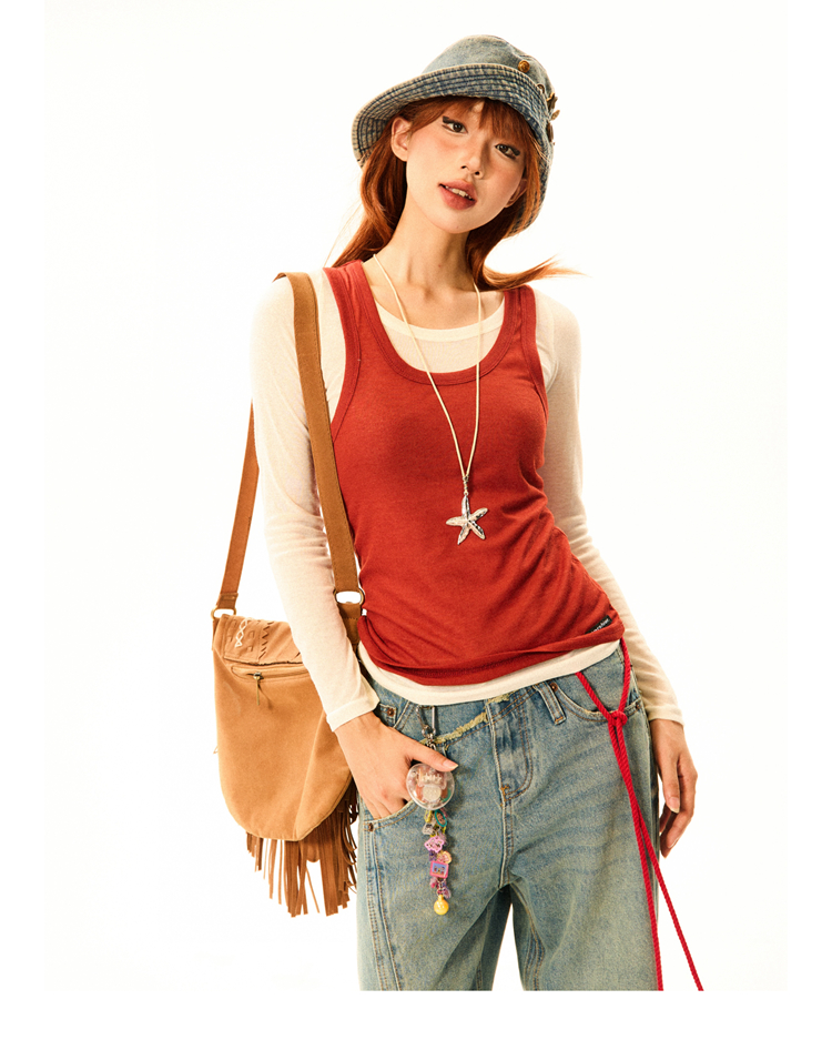 Color-Block Knitted Vest for Women - Spicy Girl American Style Slim-Fit Two-Piece Sports Top for Summer Color-Block Knitted Vest for Women - Spicy Girl American Style Slim-Fit Two-Piece Sports Top for Summer