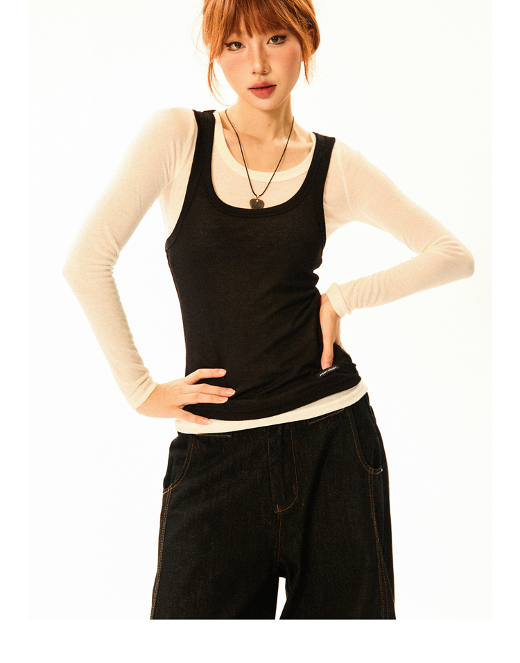 Color-Block Knitted Vest for Women - Spicy Girl American Style Slim-Fit Two-Piece Sports Top for Summer Color-Block Knitted Vest for Women - Spicy Girl American Style Slim-Fit Two-Piece Sports Top for Summer