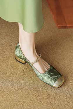 Color-Block Low-Heel Mary Jane Shoes for Women, Spring/Summer 2025 Square-Toe Chunky Heel in Large Sizes, Trendy Fashion Footwear